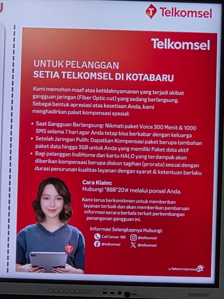 Akses Internet di Kotabaru Terkendala, Telkomsel berikan Paket Kompensasi untuk pelanggan
