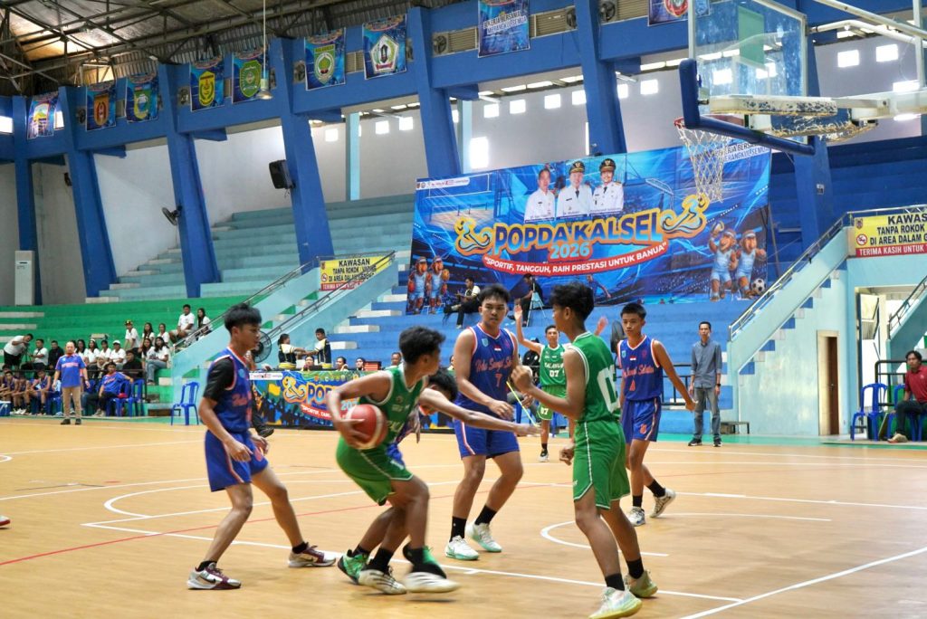 Tim Basket Balangan saat bertanding di POPDA Kalsel 2026. - Foto: Mc. Balangan