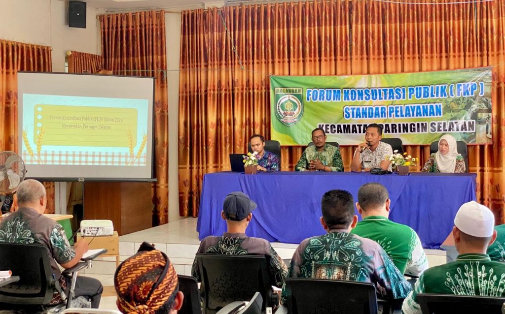 Kecamatan Paringin Selatan menggelar Forum Konsultasi Publik (FKP) Standar Pelayanan di Aula Kantor Kecamatan Paringin Selatan, Kamis (21/5/2026). - Foto: Mc.Balangan